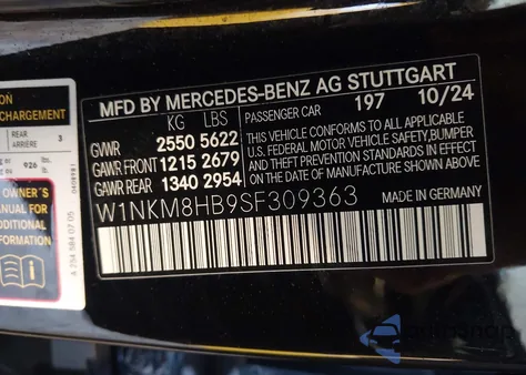 2025 Mercedes-Benz Amg Glc 43 4Matic z USA, uszkodzony, nr VIN W1NKM8HB9SF309363